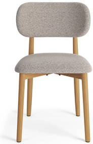 ALDO Béžová Latte (látka Monza 60) / lakovaný dubový rám – DREVENÁ BOUCLÉ STOLIČKA DO OBÝVAČKY, JEDÁLNE A KUCHYNE V RETRO ŠTÝLE