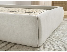 Béžová čalúnená dvojlôžková posteľ s úložným priestorom/bez čela s roštom 180x200 cm Inera – Bobochic Paris