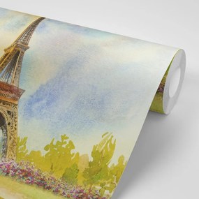 Samolepiaca tapeta Eiffelova veža v pastelových farbách - 375x250