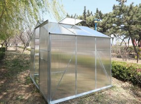 Skleník so základňou BestBerg BBGH‑606S / 3,61 m² / 190 × 190 × 194 cm / strieborná