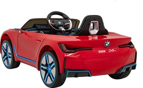 Ramiz Elektrické autíčko BMW i4 pre deti červené + diaľkové ovládanie + EVA + ekokoža + LED audio + pomalý štart