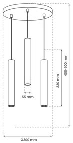 Luster na lanku HUDSON 3xGU10/8W/230V čierna
