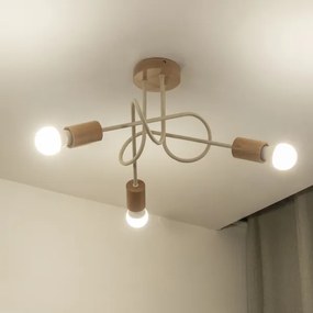 Prisadený luster OXFORD 3xE27/15W/230V borovica/krémová