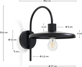 Čierne nástenné svietidlo ø 27 cm Nuvira – Kave Home