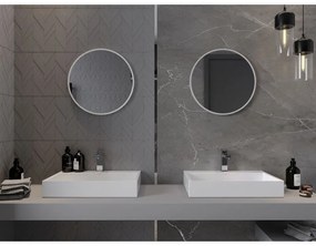 Mexen Loft, okrúhle kúpeľňové zrkadlo 50 cm, farba rámu biela, 9850-050-050-000-20