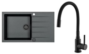 ALVEUS SETA23232 - Kuchynský drez CADIT+drezová batéria MINTAS 34cm granit/čierna