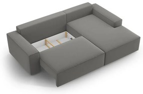 Svetlosivá zamatová rozkladacia/s úložným priestorom rohová pohovka (pravý roh/s leňoškou) Jodie – Micadoni