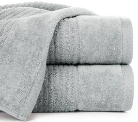 Bavlnená osuška GLORY v sivej farbe s velúrovým okrajom prešitá lesklou niťou Šírka: 50 cm | Dĺžka: 90 cm