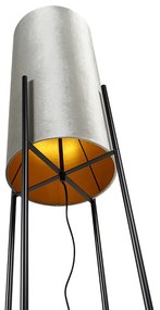 Moderná stojaca lampa čierna s plyšovým sivým tienidlom - Rich