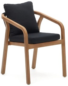 Čierne/v prírodnej farbe drevené/polstrované záhradné stoličky v súprave 4 ks Malaret – Kave Home