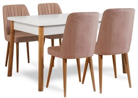 Jedálenský set Dobuse 3 (borovica atlantická + biela + kameň) (pre 4 osoby). Vlastná spoľahlivá doprava až k Vám domov. 1093800