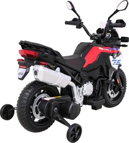 Ramiz Detský motocykel na batérie BMW F850 GS červený + pomocné kolieska + audio LED + pomalý štart + EVA