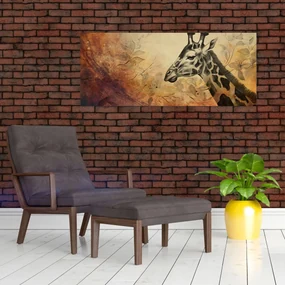 Obraz - Žirafa, maľba (120x50 cm)