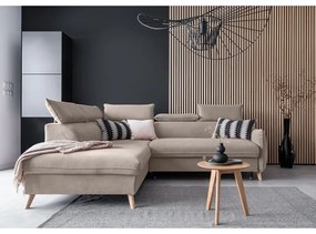 Béžová zamatová rozkladacia rohová pohovka (ľavý roh) Sweet Harmony – Miuform