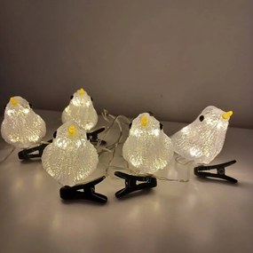 DECOLED LED svetelné vtáky, akryl, 5 ks, teplá biela