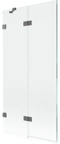 Mexen Lunar, 2-krídlová vaňová zástena ľavá 90 x 150 cm, číre sklo, grafitová, 897-090-100-95-00-L