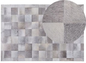 Kožený koberec 140 x 200 cm sivý ALACAM Beliani