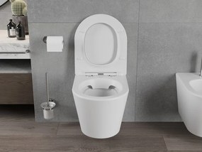 Mexen Rico Rimless závesné wc + slim pomaly padajúce sedátko z duroplastu, biela matná, 30724001