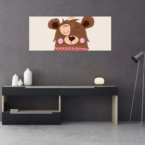 Obraz - Medvedík s červeným šálom (120x50 cm)