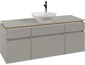 VILLEROY &amp; BOCH Legato závesná skrinka pod umývadlo na dosku (umývadlo v strede), 5 zásuviek, 1400 x 500 x 550 mm, Soft Grey, B58600VK