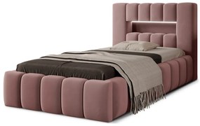 Ružová čalúnená jednolôžková posteľ s úložným priestorom s roštom 90x200 cm Lamica – ELTAP