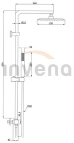 Invena Svart, termostatická sprchová batéria Trend so sprchovou sadou Svart 25x25 cm, čierna matná, INV-AU-85-004-X