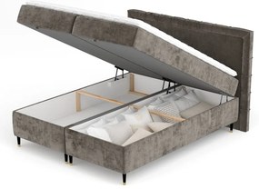 Tmavosivá boxspring posteľ s úložným priestorom 200x200 cm Voyage – Maison de Rêve