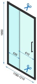 Rea Rapid Slide, posuvné sprchové dvere 1200 x 1950 mm, 6mm číre sklo, zlatý profil, REA-K5614