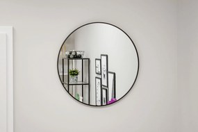 Okrúhle zrkadlo čierny rám 80 cm