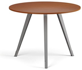 Konferenčný stôl PRIMO ZEN, priemer 100 cm, sivostrieborná podnož, čerešňa