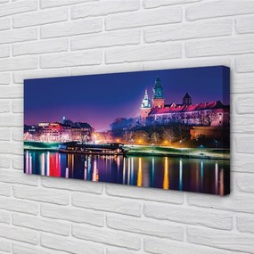 Obraz na plátne Krakow City noc rieka 120x60 cm