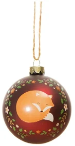 Sklenená ručne vyrobená vianočná guľa ø 8 cm Woodland Fox – Sass &amp; Belle