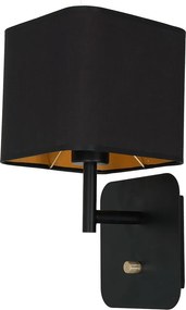 Nástenné svietidlo Napoli, 1x čierne textilné tienidlo, b/g