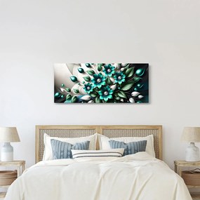 Obraz - 3D tyrkysové kvety (120x50 cm)