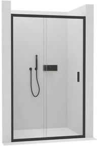 CERANO - Sprchové posuvné dvere Varone LINE Ľ/P - čierna matná, transparentné sklo - 100x195 cm, CER-CER-478087