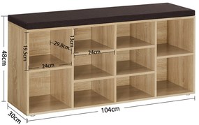 Dekorstudio Skrinka na topánky s tmavohnedým sedákom - dub sonoma - LHS010X11