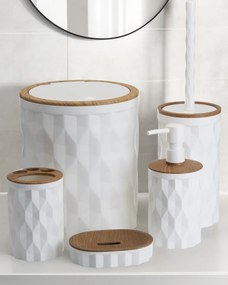 Sada kúpeľňových doplnkov Reina biela/prvky s povrchovou úpravou v dekore dreva