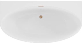 Mexen Bruna, voľne stojaca vaňa ku stene 150 x 82 cm, biela lesklá, medená matná, 52731508200-65