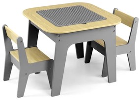 Detský stôl Olaf Blocks tmavosivý s dvoma stoličkami