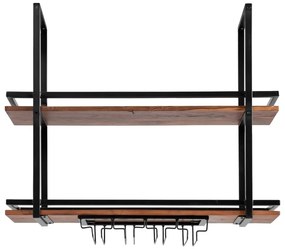 furniture-nabytek.cz - Masívna závesná polica Aro z kovu a dreva, lakovaná, hnedá – 100×25×80 cm