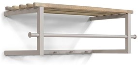 Kovový nástenný vešiak vo svetlosivej a prírodnej farbe s poličkou Marco – Spinder Design