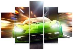 Obraz - Zelené závodné auto (150x105 cm)