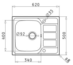 Pyramis 100187101 - Kuchynský drez ATHENA 62x50 cm satin