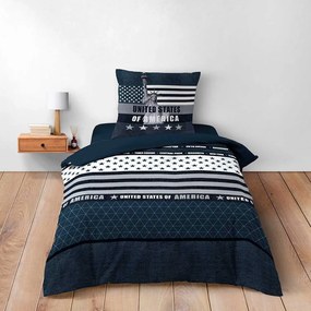 Tmavomodré bavlnené obliečky na jednolôžko 140x200 cm States – douceur d'intérieur