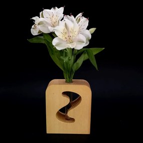 AMADEA Drevená váza obdĺžniková s prerezom "S", masívne drevo, výška 12 cm