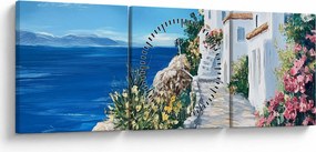Obraz - Ulička pri mori (s hodinami) (90x30 cm)