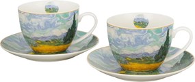 Porcelánová šálka s podšálkou Van Gogh Wheat Field 270 ml sada 2ks