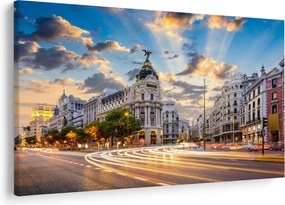 Obraz - Calle Gran Vía, Madrid, Španielsko (90x60 cm)