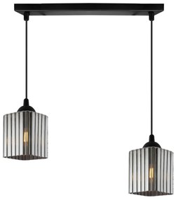 Závesné svietidlo Riffle Square, 2x grafitové sklenené tienidlo, b
