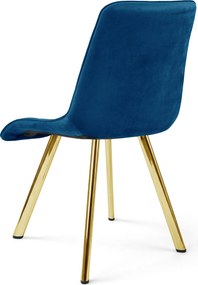 Jedálenská stolička CIEZA VELVET so zlatými nohami, modrá